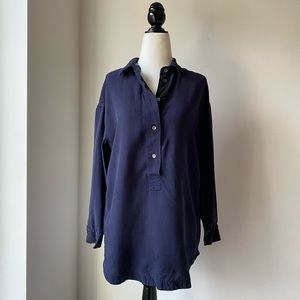 Preppy J Crew drapey Oxford button up shirt tunic